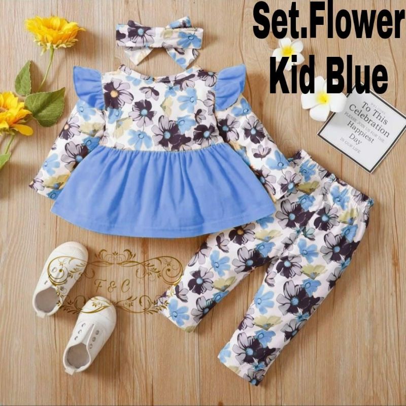 SETELAN ANAK PEREMPUAN USIA 3-5 TAHUN ALL SIZE / SET FLOWER