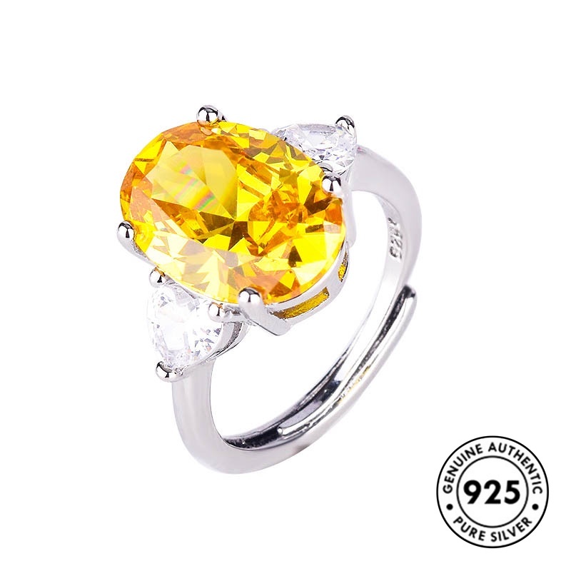 Cincin Berlian Kuning Bahan 925 Sterling Silver