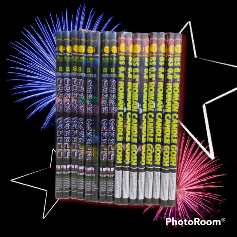 KEMBANG API ROMAN CANDLE 8 SHOT 0,8 &quot; / ROMAN CANDLE 8 TEMBAKAN DIAMETER 0,8&quot;  HARGA PER BATANG