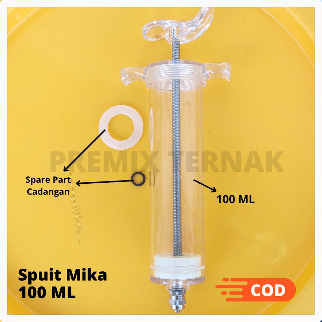 SPUIT MIKA TPX 100ml - Alat Suntik Sapi Besar - Plastic Steel Syringe - Flexy Syringe.