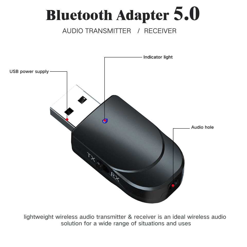 USB Bluetooth 5.0 Audio Mobil Transmitter &amp; Receiver 2 in 1 VIKEFON  - KN330