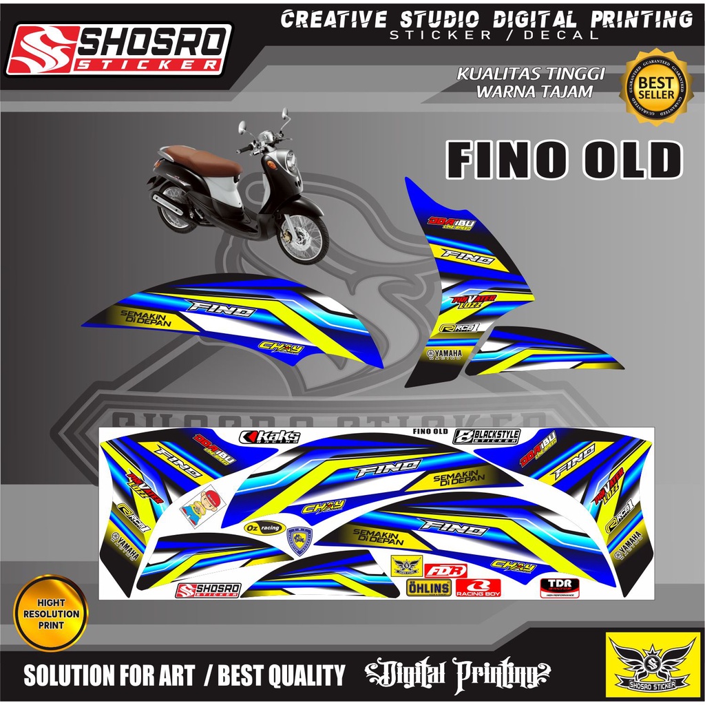 STIKER SIMPLE MOTIF DECAL STIKER STRIPING YAMAHA MOTOR FINO OLD / STIKER FINO KARBU VARIASI / NGO  S