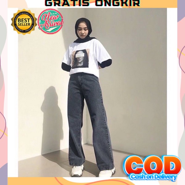 Celana Kulot Jeans Wanita Kulot Jeans Hitam Kekinian Boyfriend Snow Kulot Jeans Hitam Wanita Import 