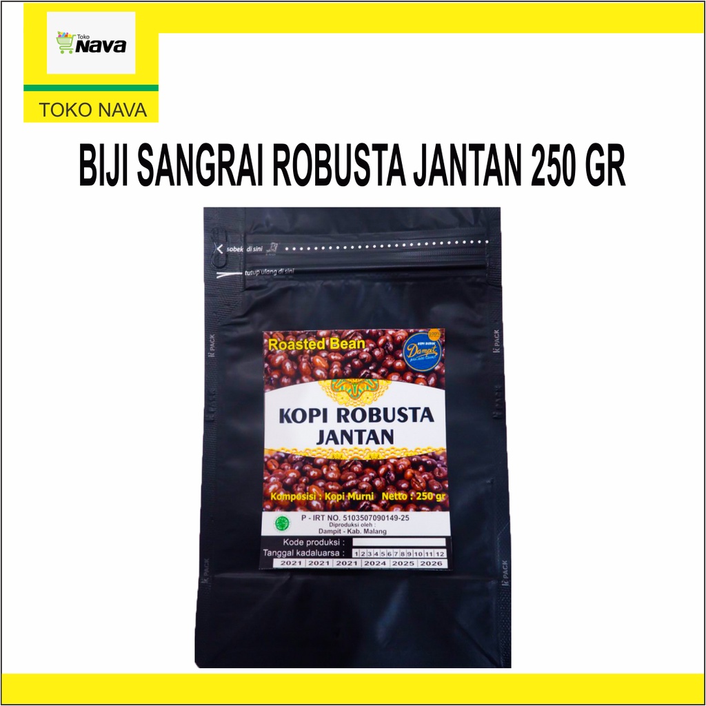 

Biji Sangrai Robusta Jantan 1x250g