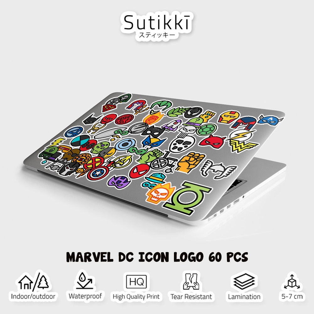 Sutikki | Sticker Pack DC Marvel Super Hero Icon Logo SuperHeroes Stiker Vinyl Laptop Motor Sepeda