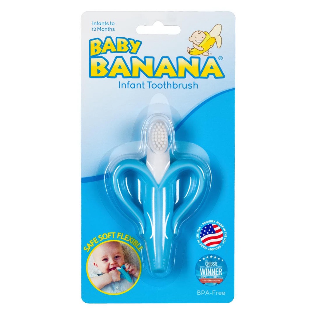 Baby Banana Toothbrush / Training Teether Tooth Brush for Infant, Baby, and Toddler / Sikat Gigi Bayi Silikon / Perawatan Mulut Bayi 12m+ (Tersedia varian warna)