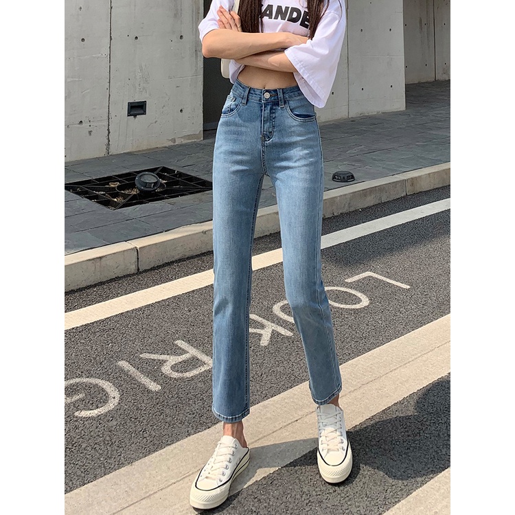 Celana Jeans Boyfriend Wanita Highwaist Korea Style Biru