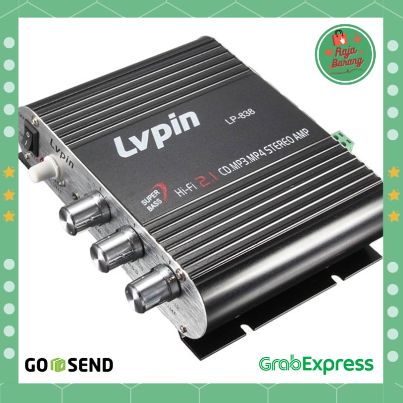 Amplifier LVPIN Mini Hifi Stereo Treble Bass Booster 12V