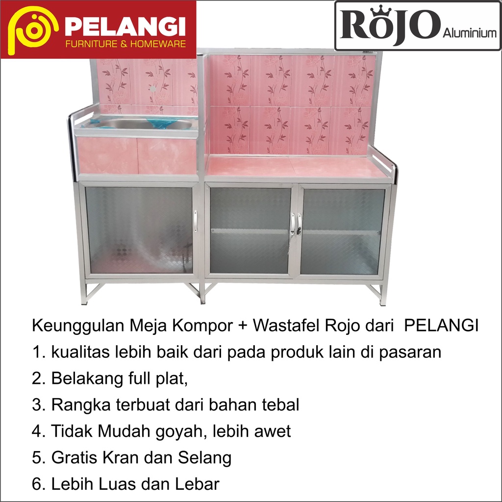 Meja Kompor + Wastafel Rojo | Wastafel + Rak Piring | Wastafel Alumunium | Meja Kompor | Rak Piring