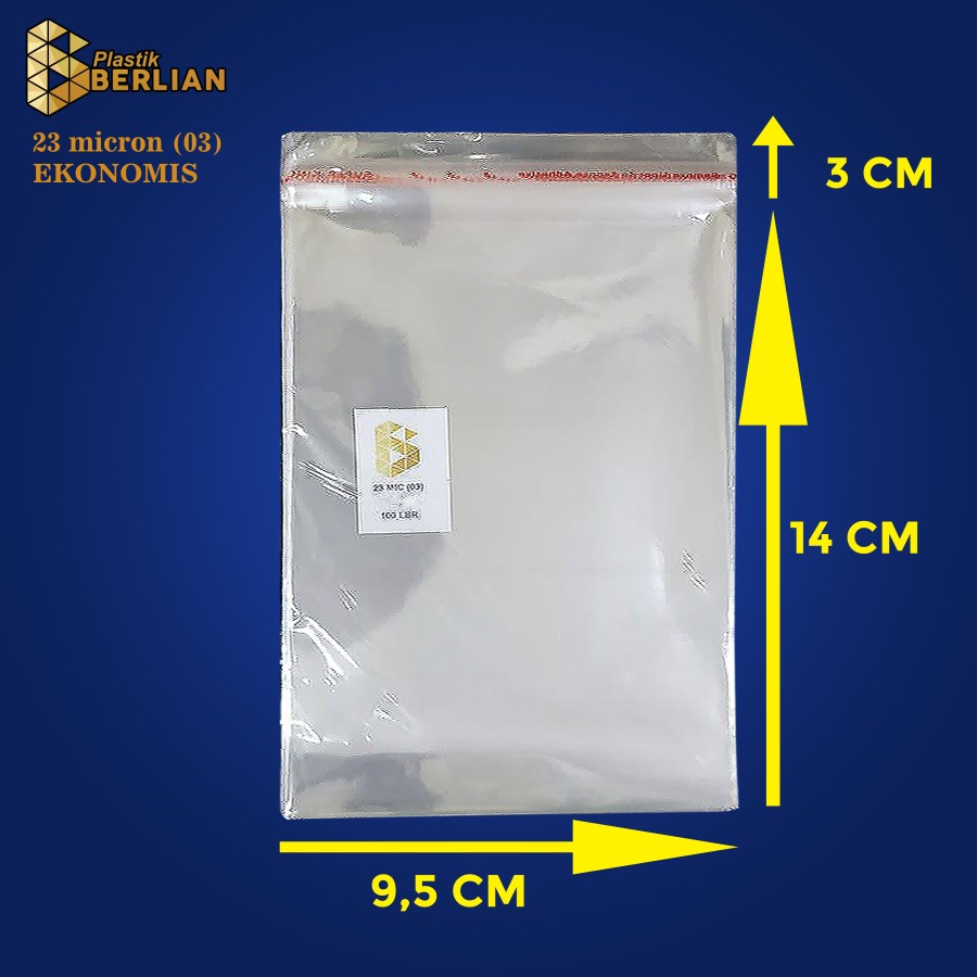 

9,5 x 14 cm Plastik OPP EKONOMIS 23micron (100 lbr) (lem/seal)