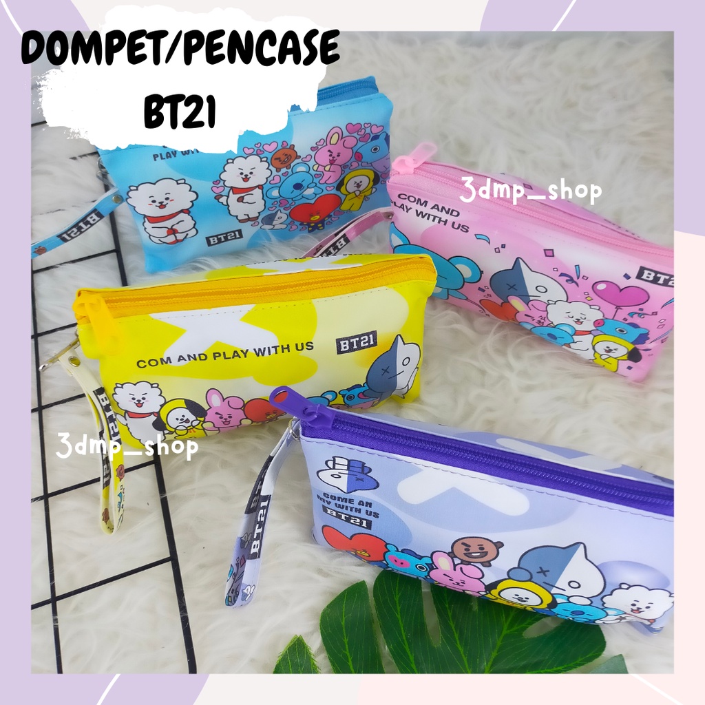 pencase tempat kotak pensil dompet bt21 lipat