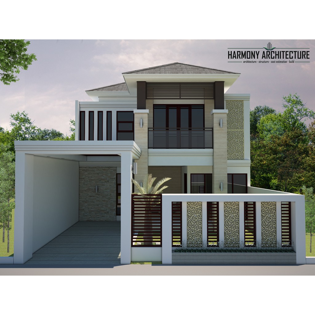 Desain Rumah Etnik Minimalis 2 Lantai Lahan 9 X 30 Shopee Indonesia