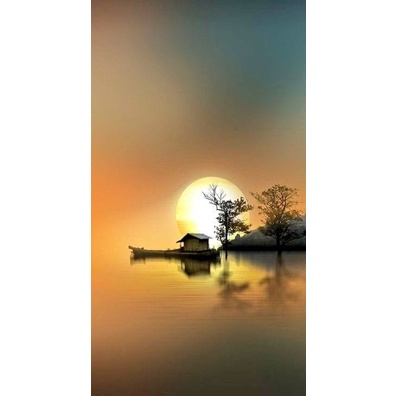 Lukisan kanvas pemandangan pantai 80x70 cm RD d1 ed