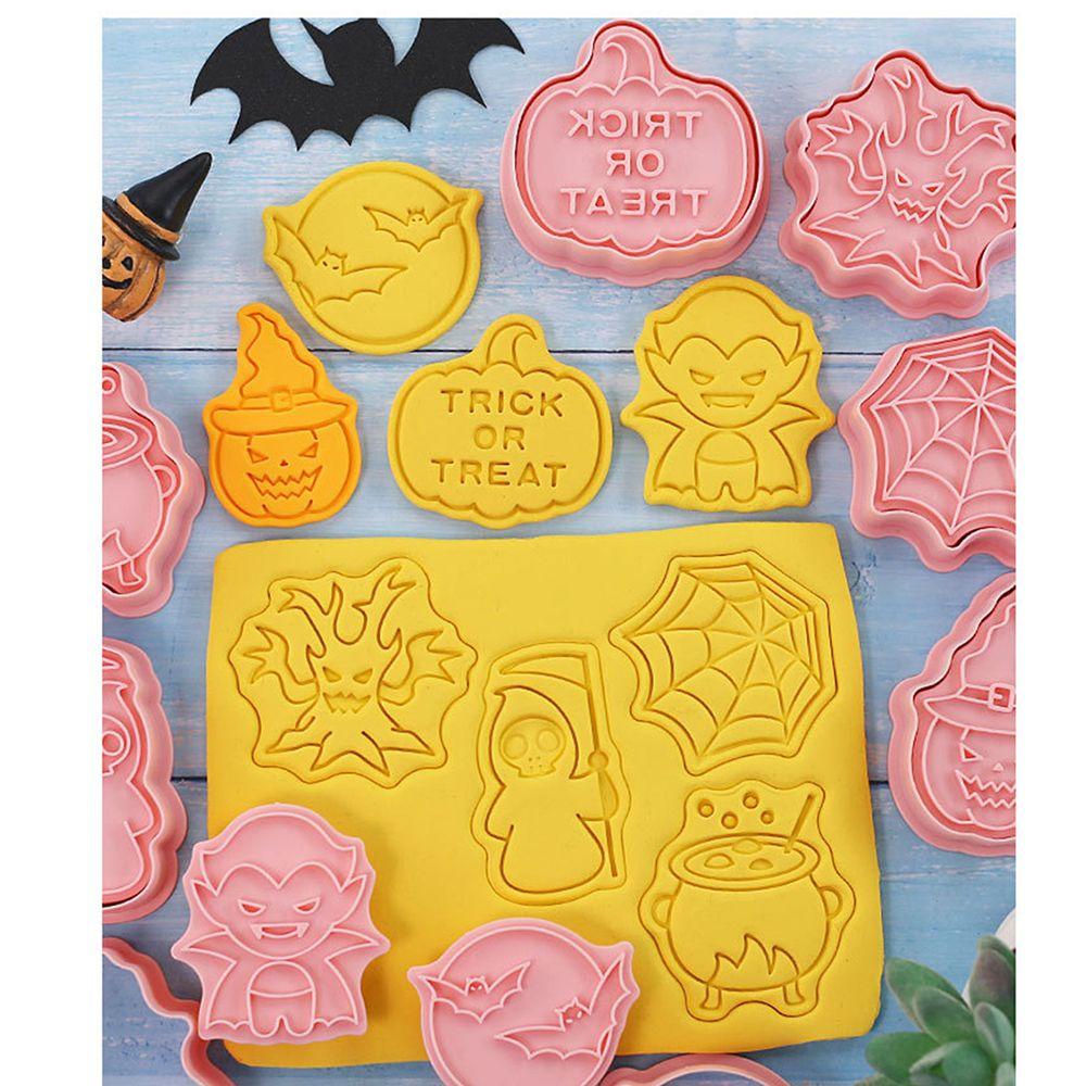 R-FLOWER Cookie Cutters Kitchen Untuk Bayi Anak Labu Hantu Tengkorak Cetakan Kue Halloween Cookie Embos