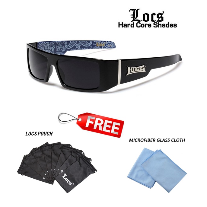 Locs Men's Flat Top Sunglasses - Bandana Print, UV400 Protection, Rectangle Frame - View #3