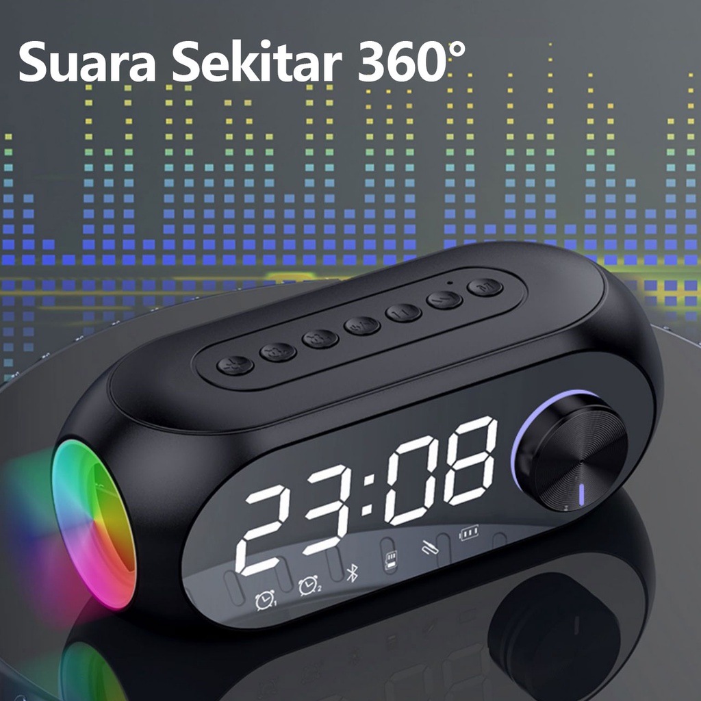 (FREE GIFT) AFS speaker bluetooth RGB Speaker Bluetooth Portable Charger Suara Audio Speaker musik box bluetooth Speaker Jam Alarm LED S18 100% real 1year warranty