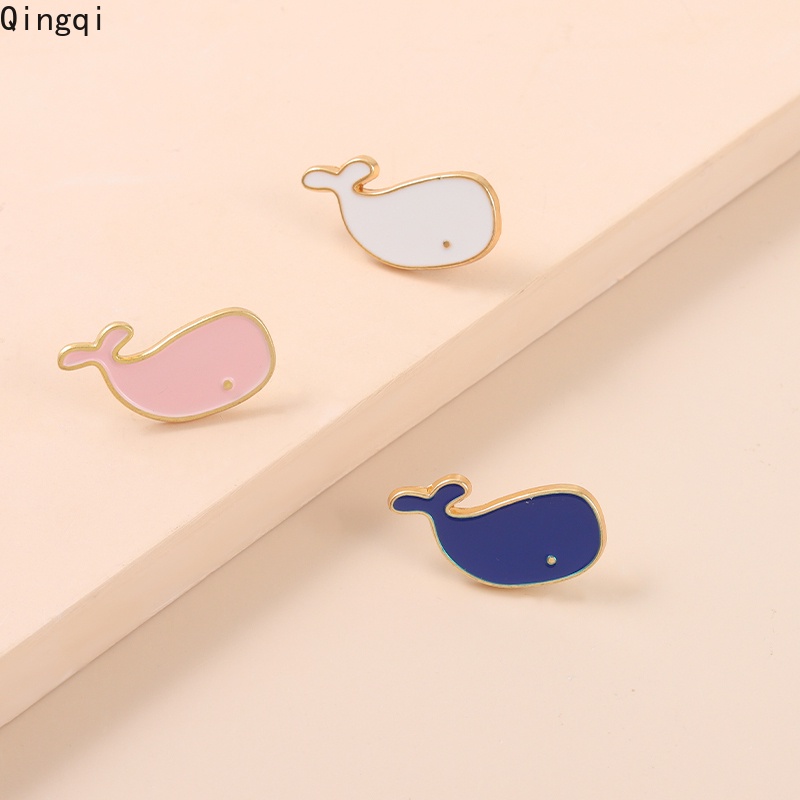 Bros Pin Enamel Desain Kartun Whale Ocean Whale Bahan Alloy Untuk Ransel Pakaian Wanita