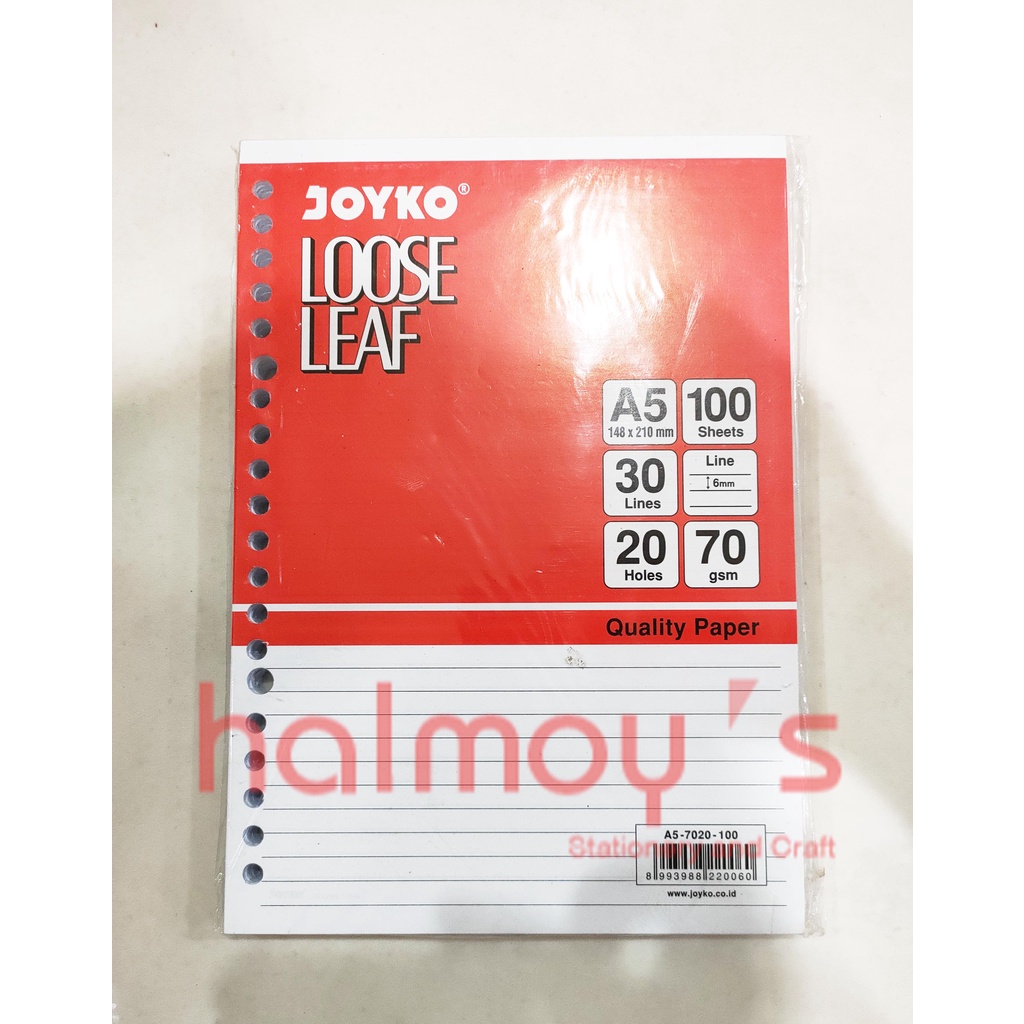

LOOSE LEAF / KERTAS ISI BINDER / FILE JOYKO GARIS / LINED A5 100 SHT