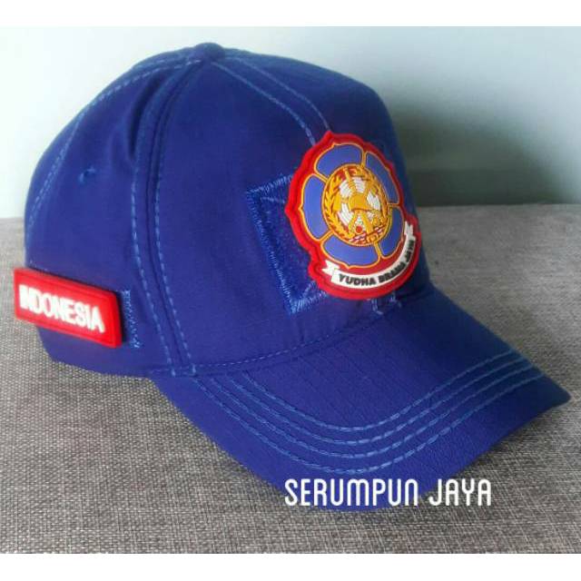 TOPI DAMKAR - TOPI DAMKAR 3 PATCH ANTI MAINSTREAM - TOPI DAMKAR RESCUE VELCRO BIRU