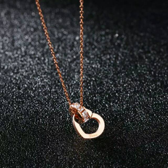 GG Kalung Love Ring Rantai Classic Titanium #KL-131A