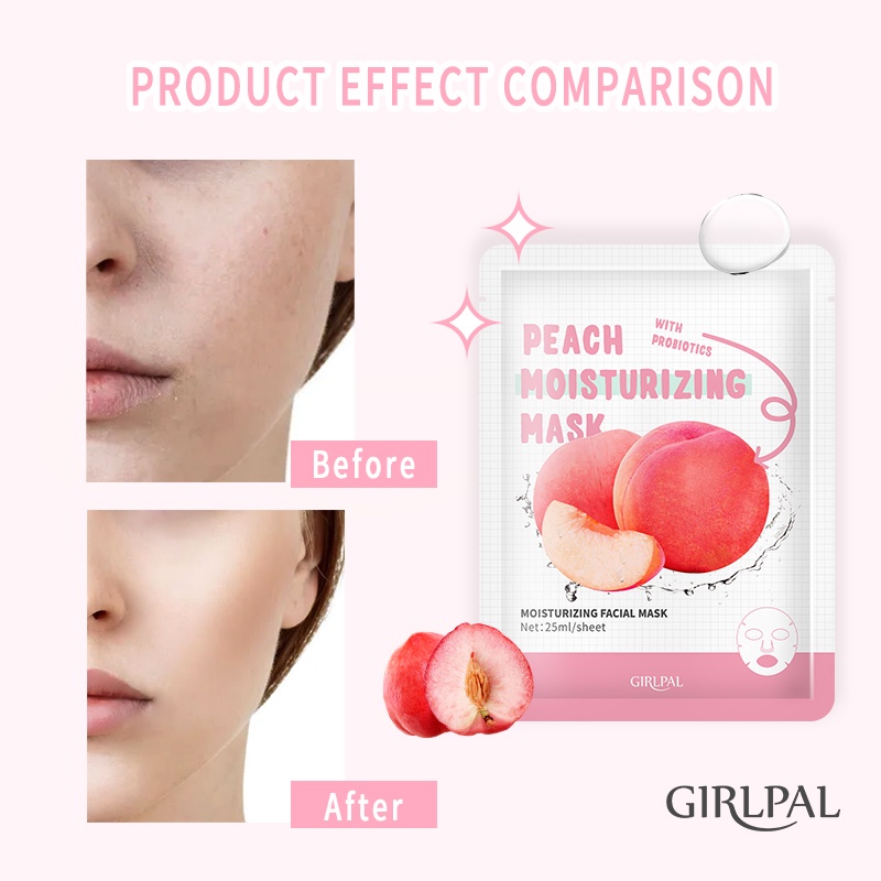 GIRLPAL Peach Moisturizing Face Mask Face Sheet Face Masker Wajah Facial Skincare