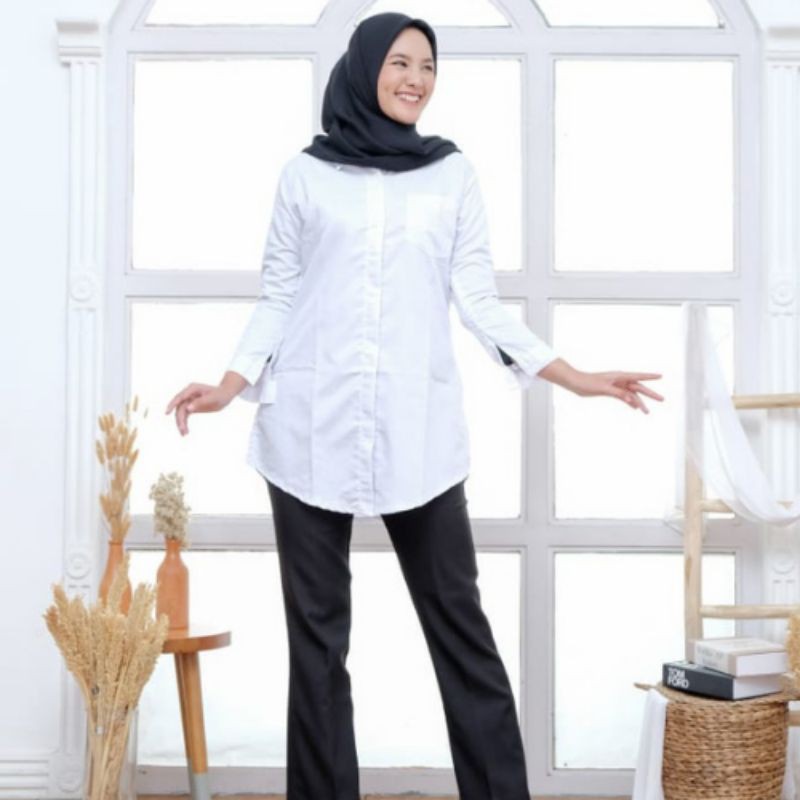 Atasan Muslim Wanita/Tunik Toyobo Putih/Tunik Putih Polos/Tunik Remaja Kekinian