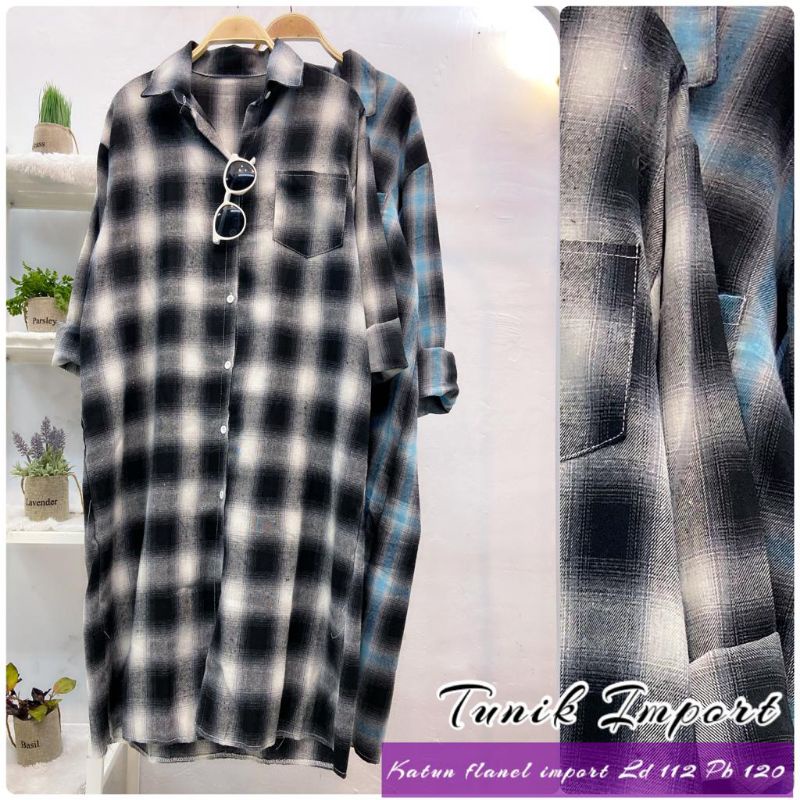 Tunik import katun flanel