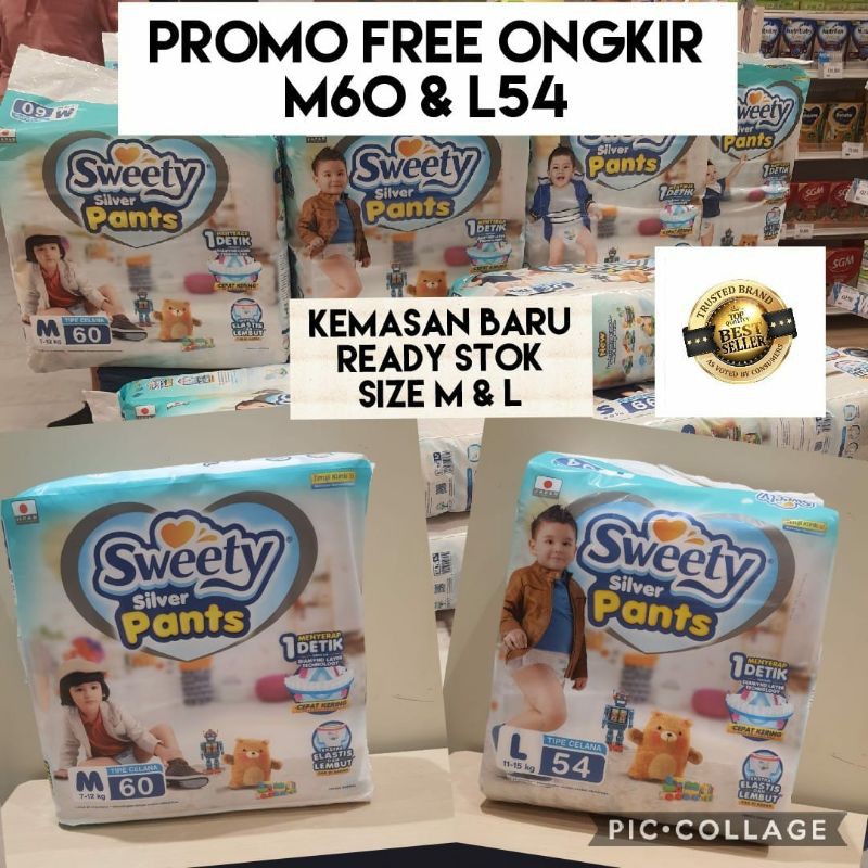 Pampers Sweety Silver L54 Murah / Pampers Sweety Silver M60 Murah