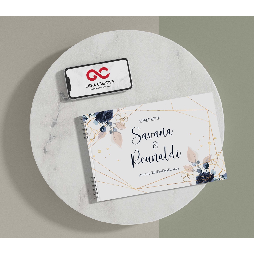 BUKU TAMU PERNIKAHAN HARD COVER DESIGN TEMPLATE JILID SPIRAL CETAK FULL COLOUR