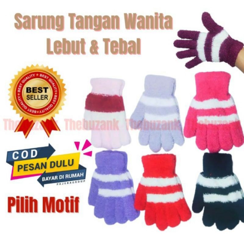 SARUNG TANGAN WANITA WOLL BULU BELANG &amp; POLOS RANDOM