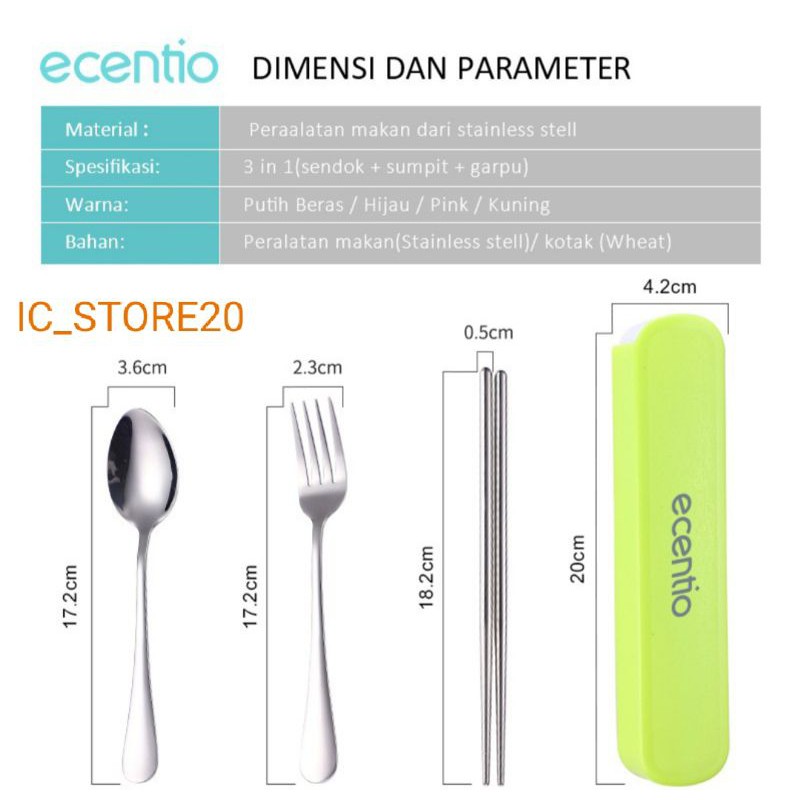 Sendok Ecentio Set 3 pcs Stainless Steel