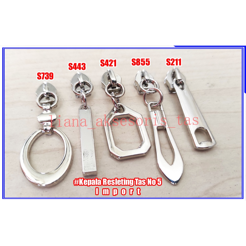 AKSESORIS TAS WANITA KEPALA RITSLETING - KEPALA SLETING - KEPALA RESLETING TAS NO 5 IMPOR (1 PCS) WA