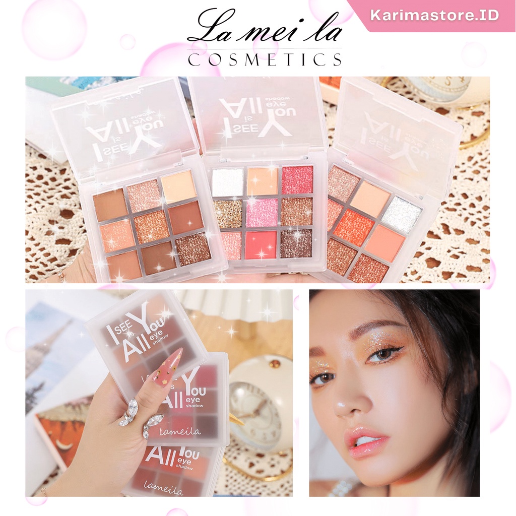 ~AB~ Eyeshadow Palette 9 Colors Highlighter All I see is You Pallete/Eyeshadow Lameila/Eyeshadow gliter/kosmetik mata/lameila