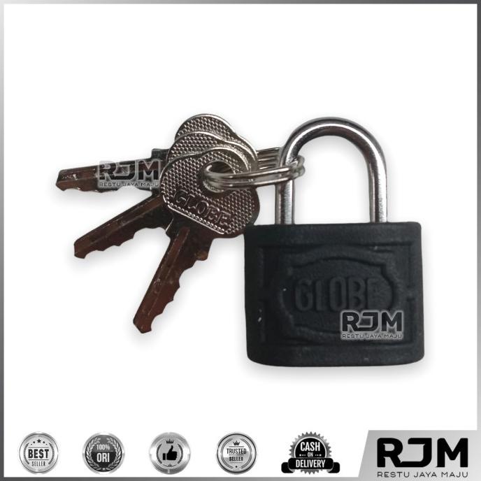 ] GLOBE Gembok Hitam Kunci Pintu Rumah Koper 20 25 30 mm [12pcs]