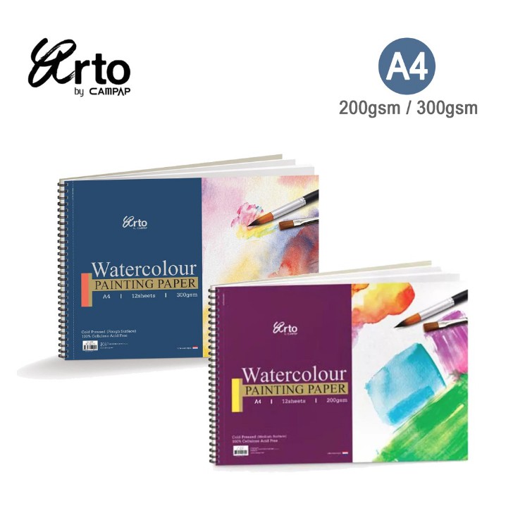 Arto A4 (200gsm / 300gsm) Cellulose Watercolor Wire-O Book