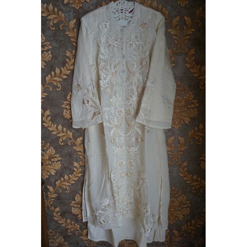Gamis Dress Pesta Putih Payet Kondangan Bordir Cewek Wanita Preloved