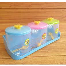 Tempat Bumbu Dapur Isi 3 Besar / Wadah Bumbu / Rak Bumbu / Garam / Toples / Kitchen Set