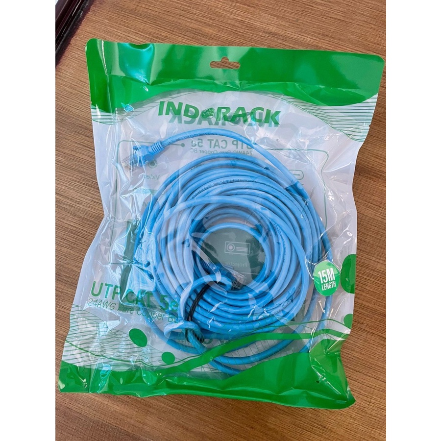 INDORACK C515B 15 Meter Kabel Lan CAT5e UTP Patch Cord Cable -BLUE