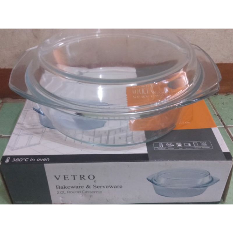 Vetro Bakeware & Serveware 2.0L Round Casserole