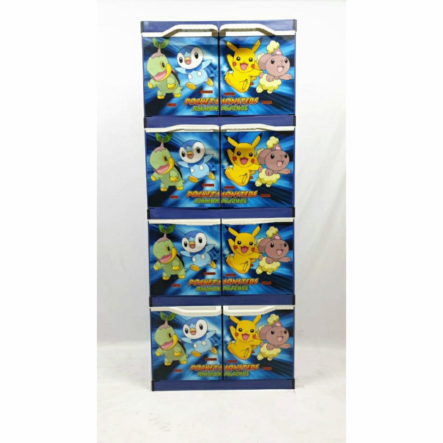 LEMARI PLASTIK AKAKO GAMBAR KARAKTER ANAK POKEMON 4 SUSUN