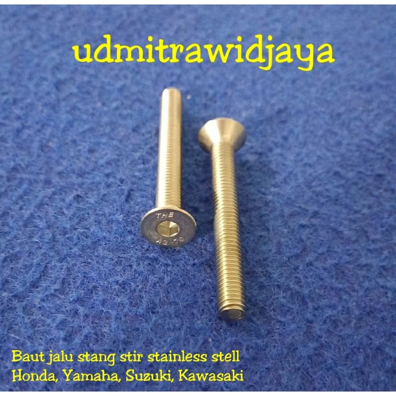 Baut Jalu Stainless stell anti karat untuk Jalu Stang Pcx Weight Handle Kanan Kiri baut variasi jalu stir SS the A2-70 baut jalu tirus flat socket L ss