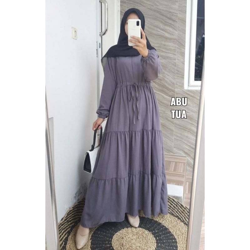 Gamis ity crepe ,Serut Susun Basic/ Gamis Polos Serut/termurah/terlaris