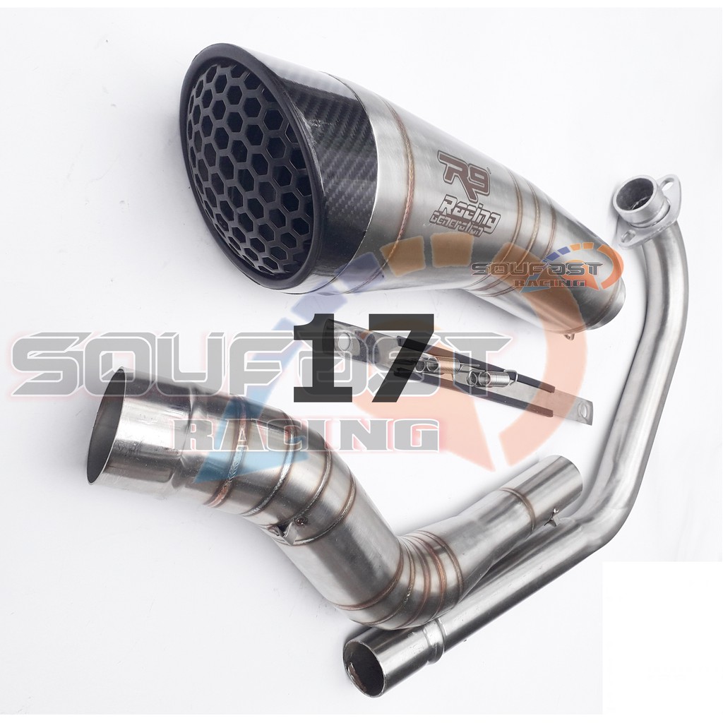 Knalpot R9 Vixion cbr150r cb150r r15 gsx satria fu mx king mx135 byson scorpio supra gtr sonic verza megapro xsr155 tiger aerox nmax vario lexi xmax scoopy beat mio xeon pcx adv-gsx