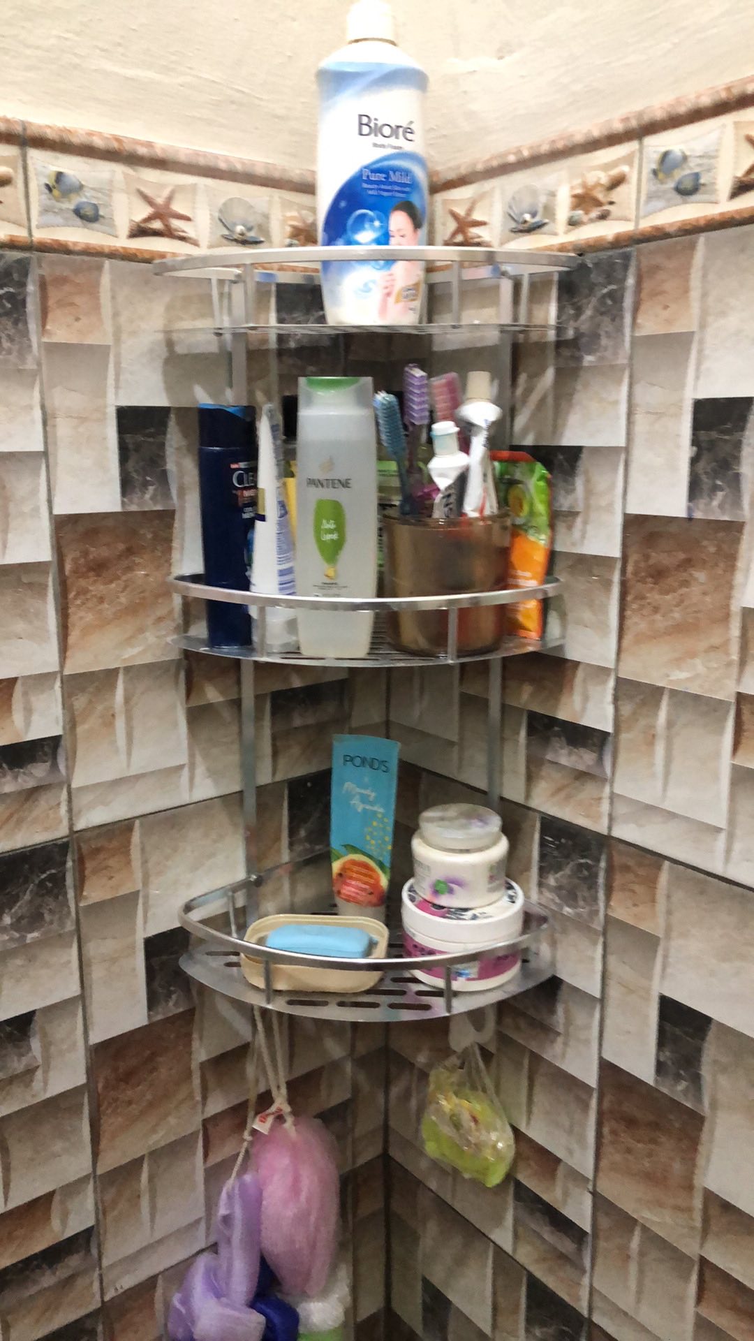 Rak Dinding Sudut Siku 3 Susun Toilet Wc Kamar Mandi Aluminium M48