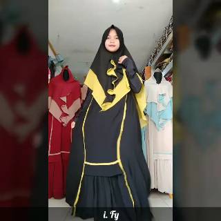 SET GAMIS SYARI BAJU MUSLIM HARIAN CERUTY POLOS RENDA