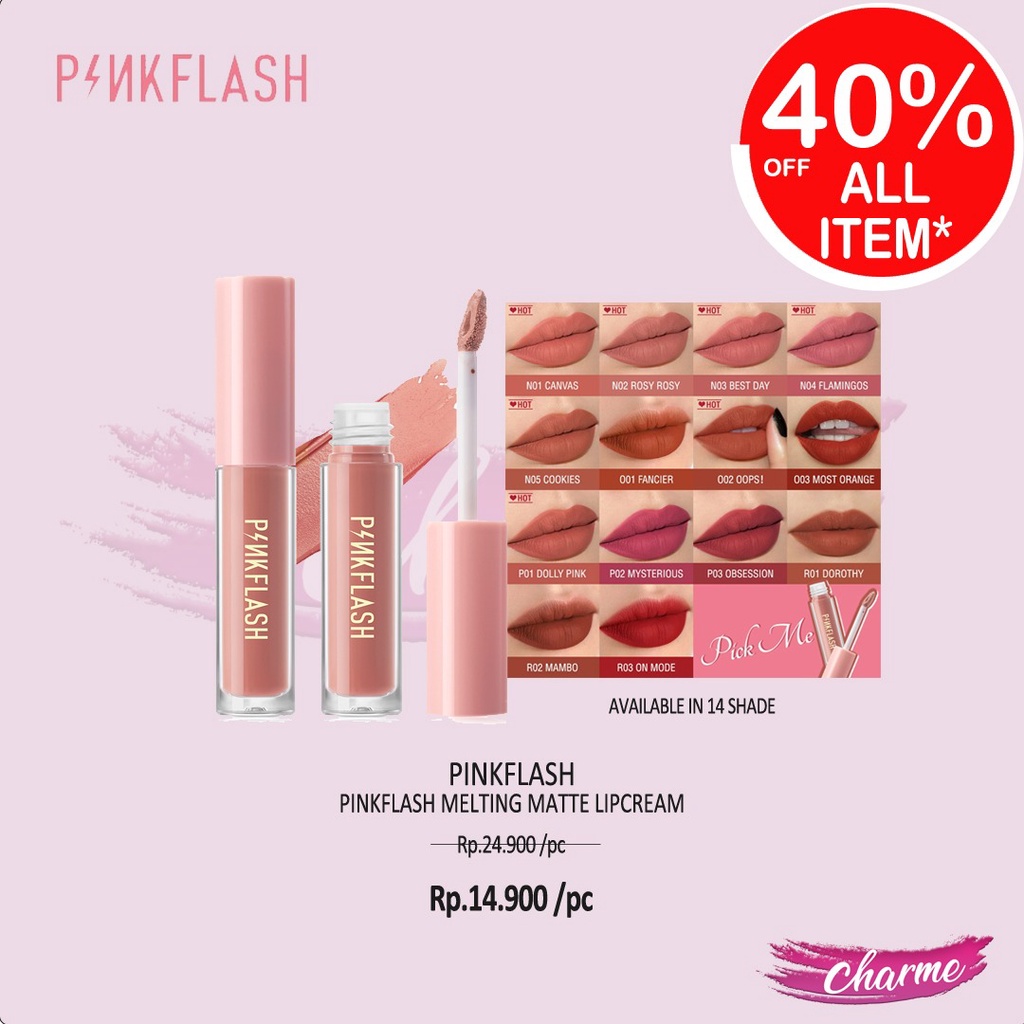 (READY &amp; ORI) Pinkflash Melting Matte Lipcream pink flash Lip Matte L01 L 01