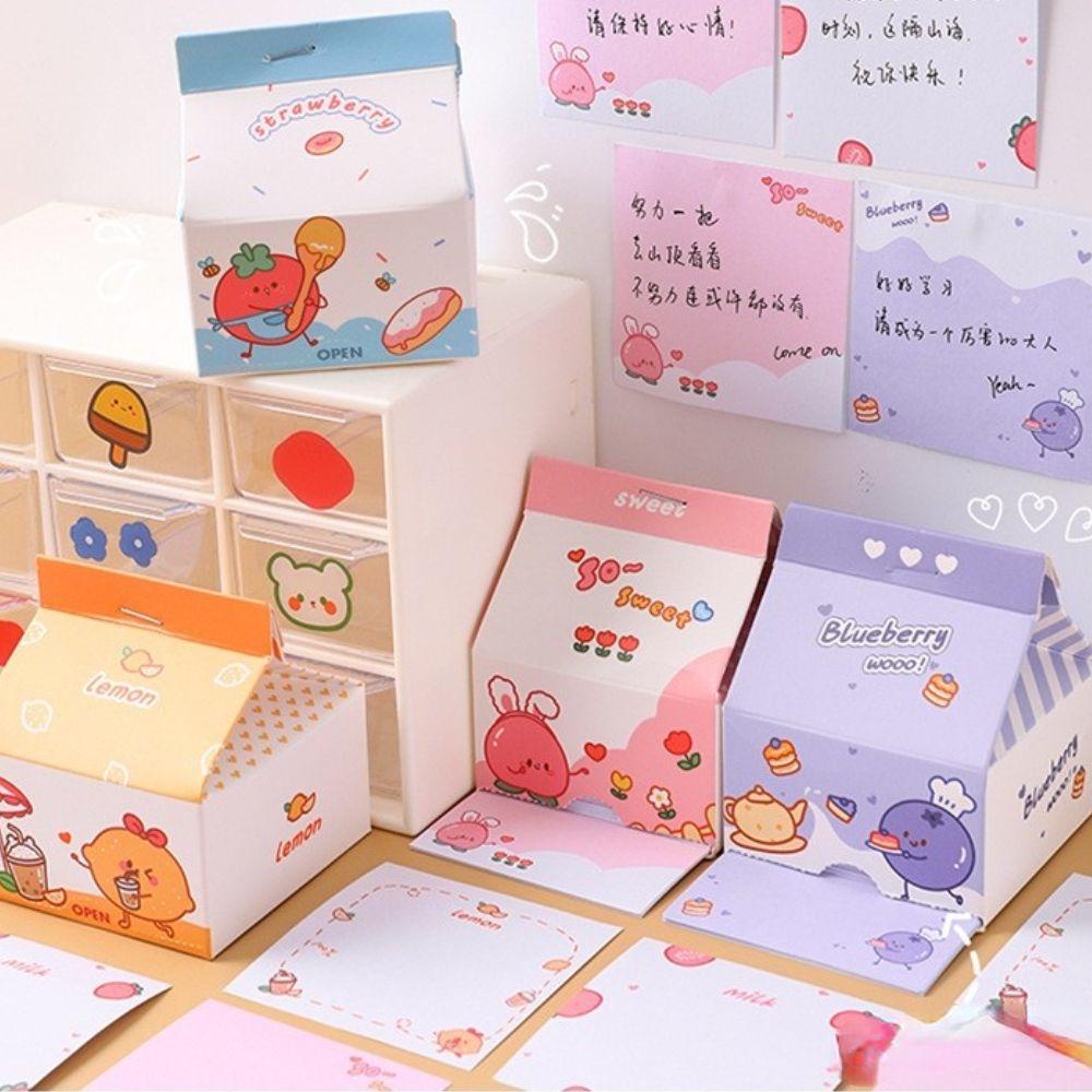 Mxbeauty Karton Susu Memo Pad Buah Seri 200lembar Scrapbooking DIY Notepad Siswa Alat Tulis Perlengkapan Sekolah Catatan Pesan