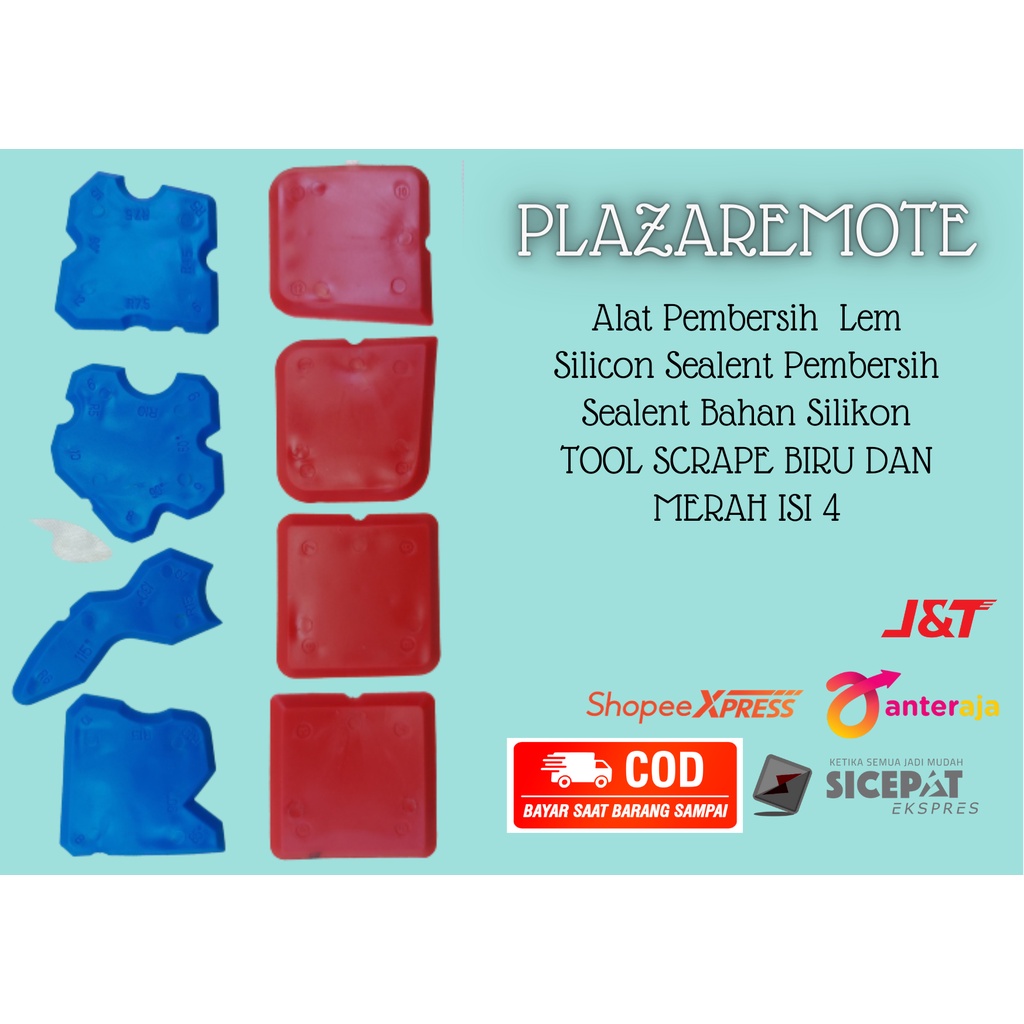 Alat Pembersih  Lem SCRAPER Silicon Sealent Pembersih Sealent Bahan Silikon TOOL SCRAPE BIRU DAN MERAH ISI 4