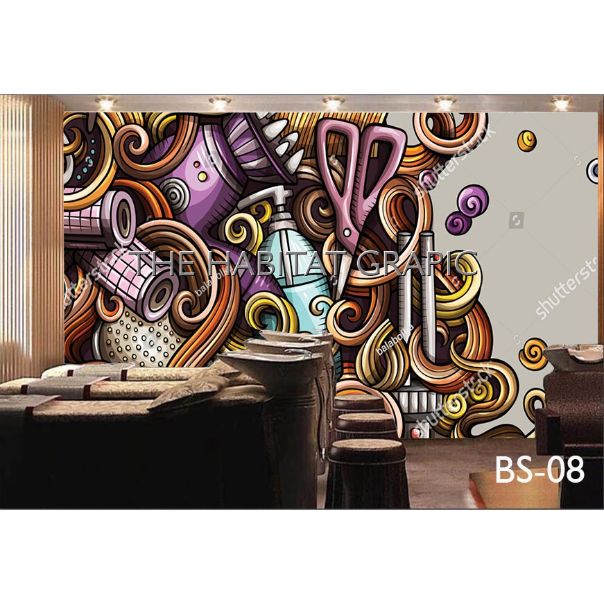 WALLPAPER 3D WALLPAPER CUSTOM WALLPAPER DINDING BARBERSHOP 2