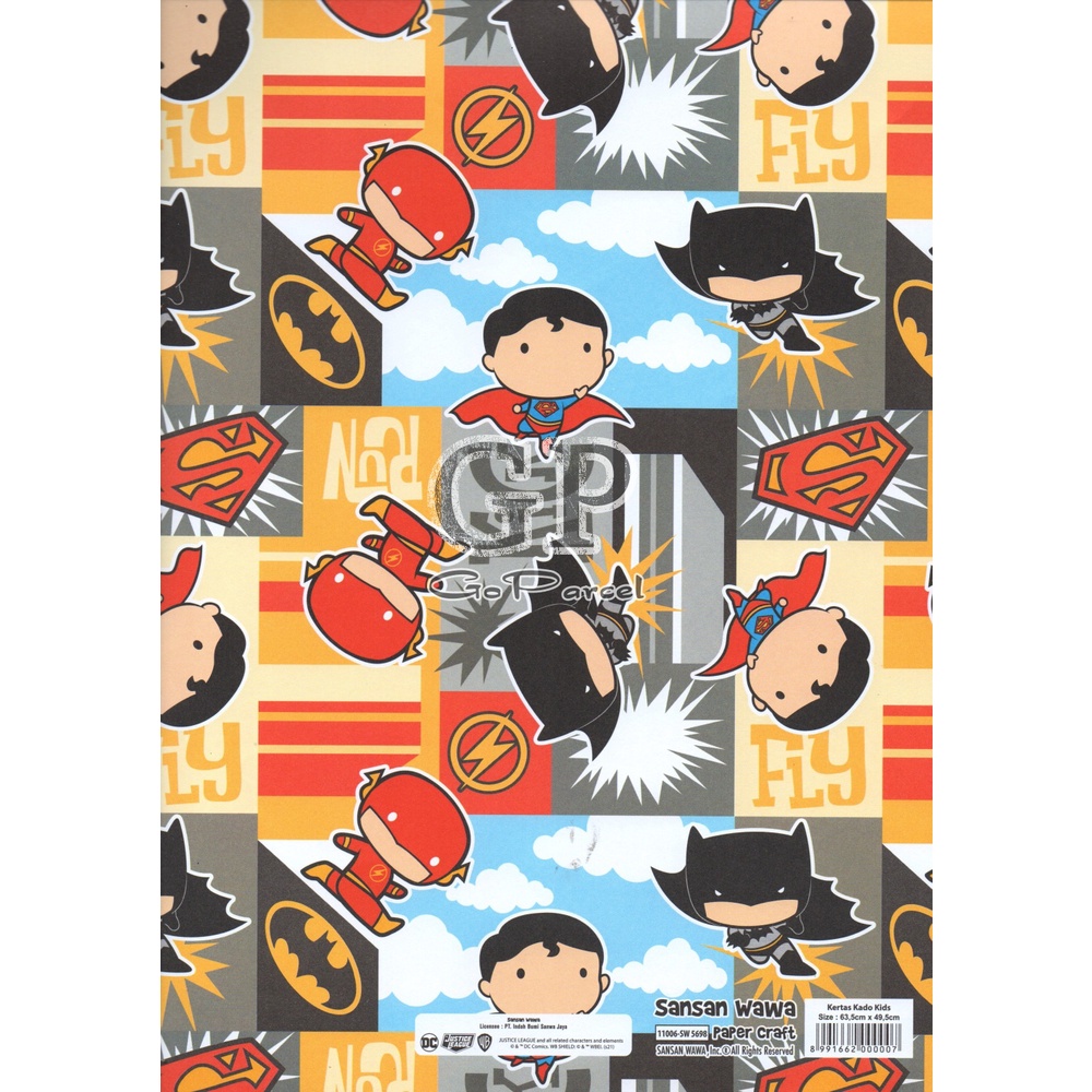 ( 5 Lembar ) JUMBO HEROES SANWA - KERTAS KADO COWO - GIFT WRAP PAPER SANSAN WAWA CARS /  CONSTRUCTION TRUCKS VINTAGE SUPERHEROES / SUPERMAN / BATMAN / IRON MAN / CAPTAIN AMERICA / DC COMIC / AVENGERS / HULK / CARS / PIRATES / BAJAK LAUT / SAILOR1